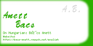 anett bacs business card